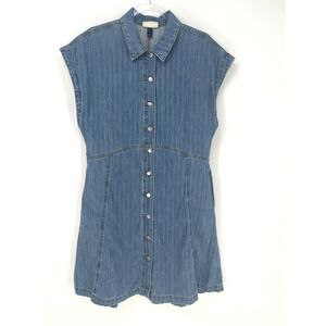 Universal Thread Goods Co Light Wash Denim Button-Front Dress M Teacher Normcore